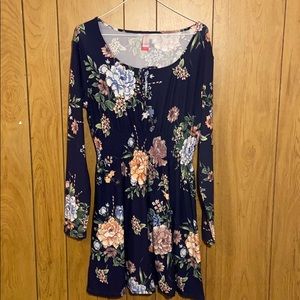Flowery Tight-fitting Dress - XXL